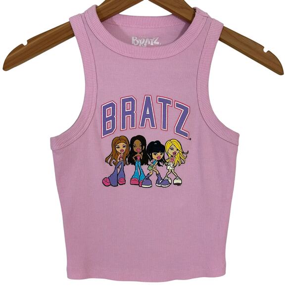 Bratz Tops - Bratz Y2K High Neck Pink Ribbed Graphic Tank Top Size XS
